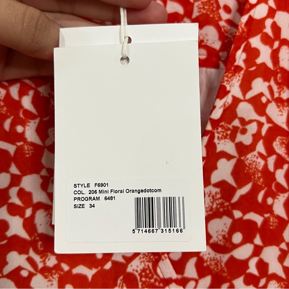 GANNI F6901 Mini Floral Button Wrap Crepe Midi Dress Size EU 34 - Picture 6 of 9